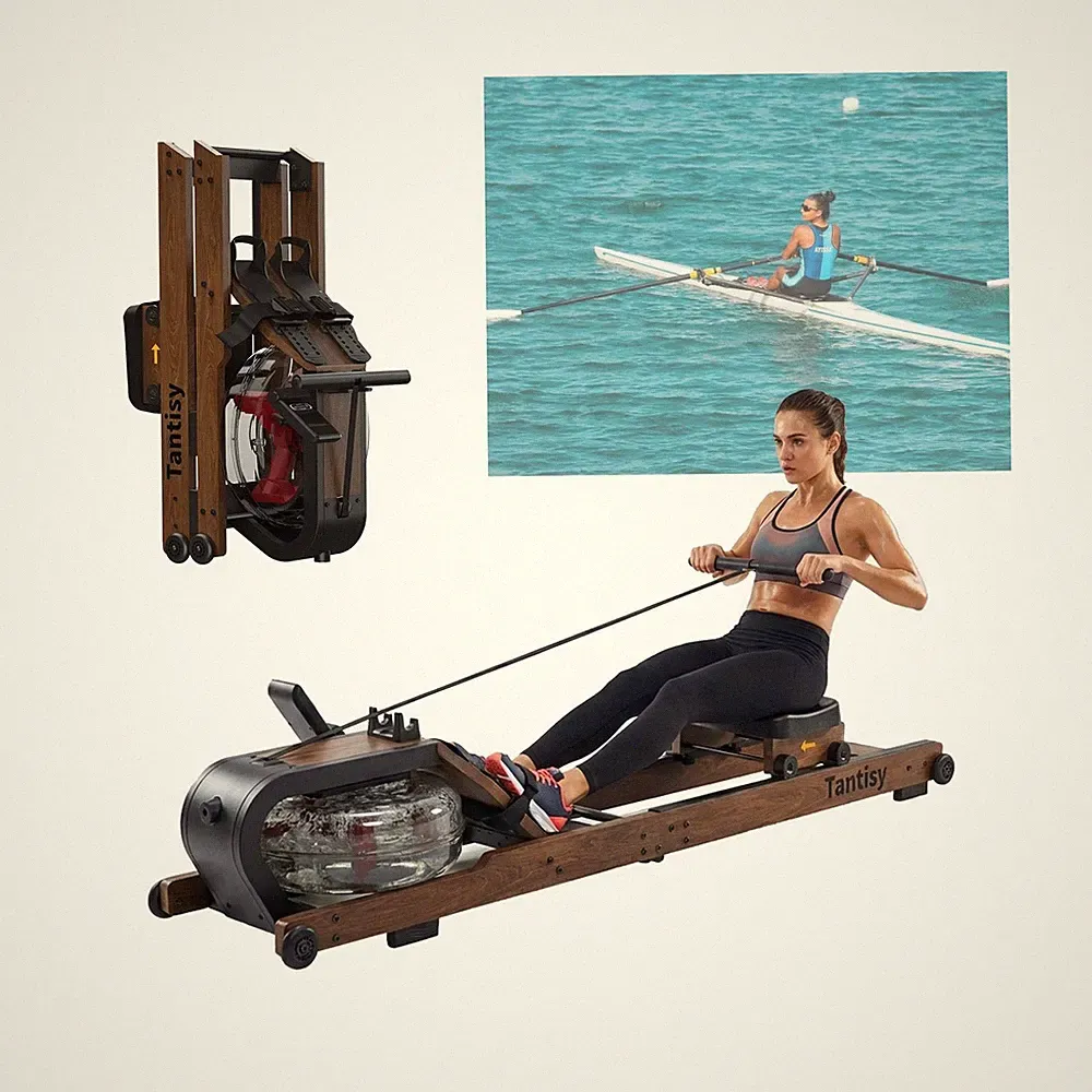 Foldable Rowing Machines for Home with Adjustable Large Water Tank & Comforta...