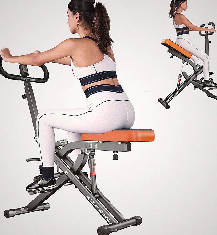 Foldable Squat & Row Machine with Resistance Bands for Full Body Workout