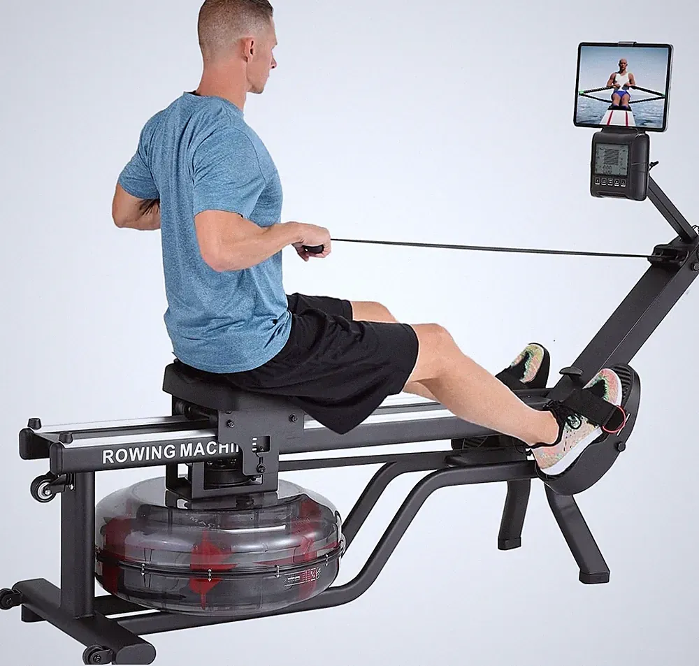 Foldable Water Rower 380LB Capacity Ergonomic Seat Low-Impact Home Fitness