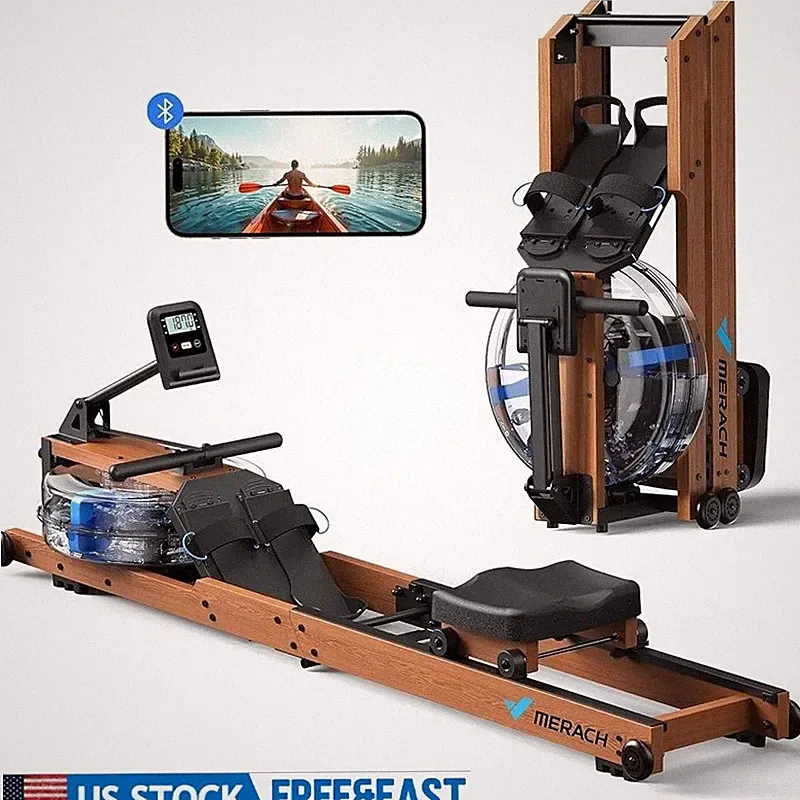 Foldable Water Rowing Machine 400lbs Capacity Bluetooth Monitor Home Workout New