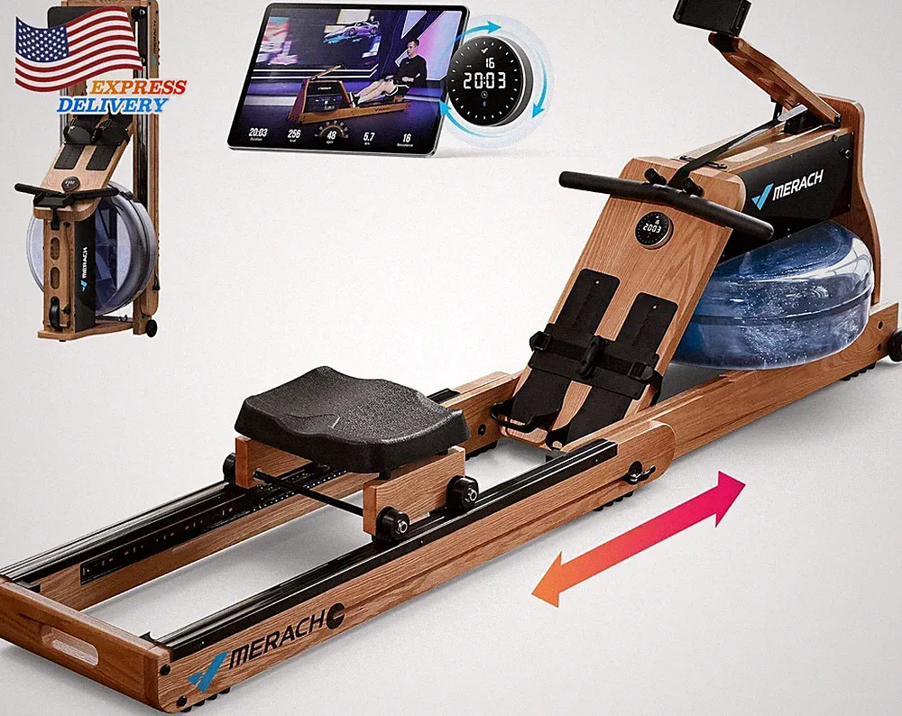 Foldable Water Rowing Machines Dedicated Monitor and Comfortable Seat