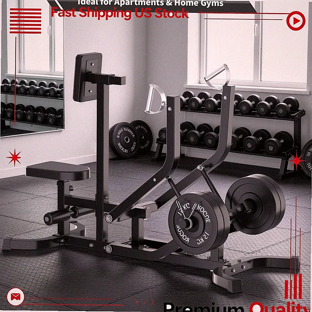 For Home Gym Seated Row Machine Plate Loaded 400lbs Capacity W/ Independent Arms