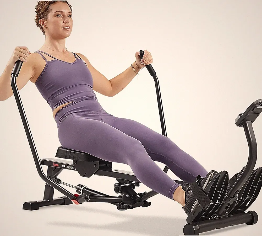 Full-Motion Rowing Machine w/Adjustable Resistance Low-Impact Full-Body Workout