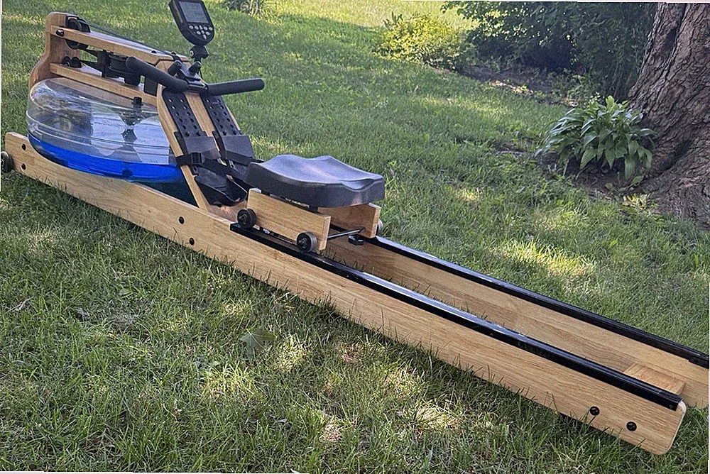 Handcrafted Oak Water Rowing Machine with Monitor for Home & Gym