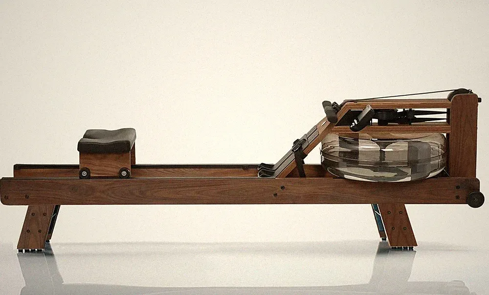 Handcrafted Walnut Water Rowing Machine with S4 BLE Monitor - USA Made