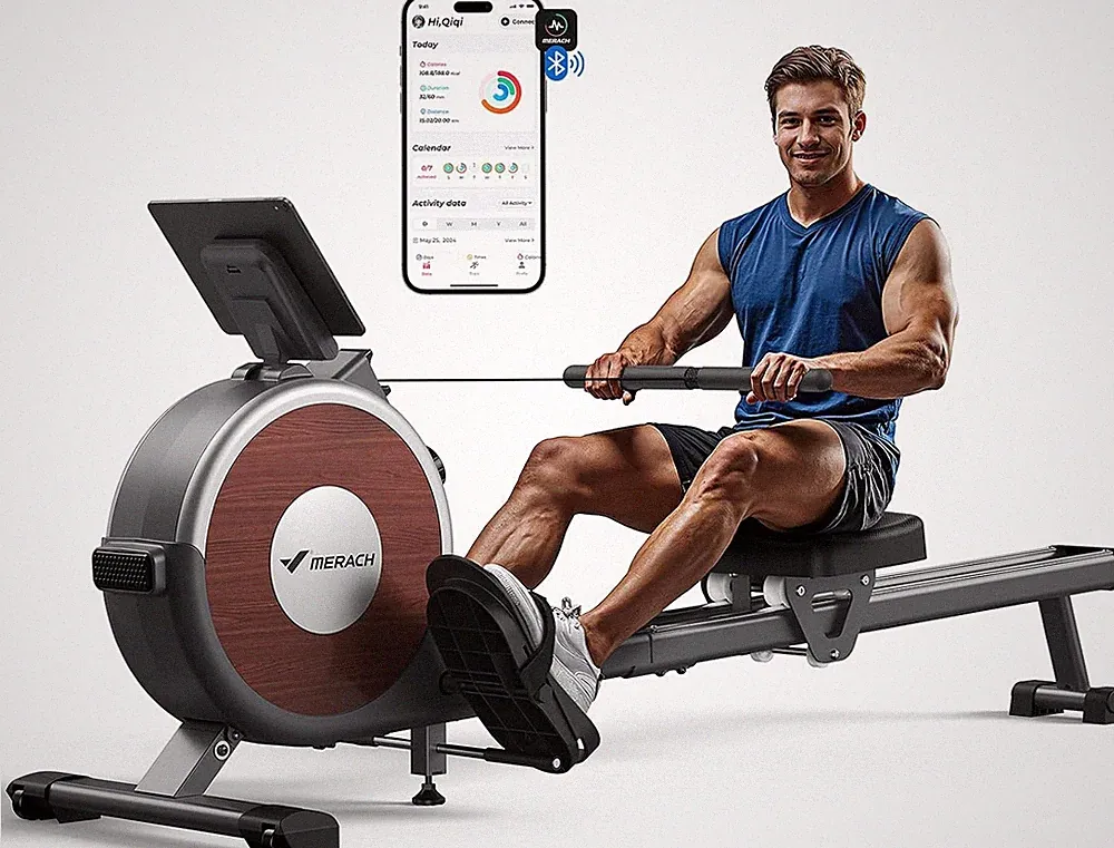 Home Rowing Machine MERACH 16 Level Magnetic Quiet Slide Rail