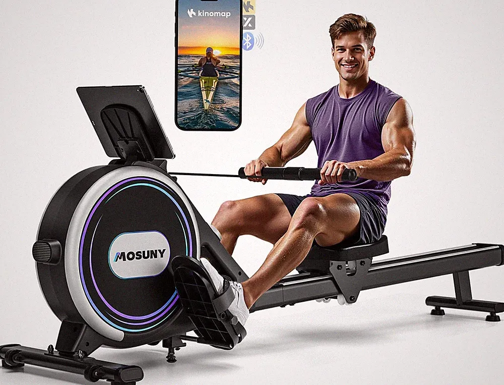Home Rowing Machine with Adjustable Resistance & LCD Display, 400 LB Capacity