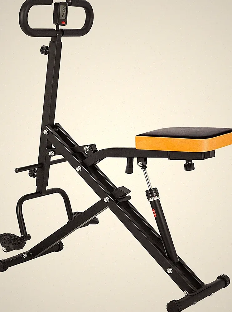 Home Squat & Rowing Machine 2-in-1 with Adjustable Resistance Band for Full Body