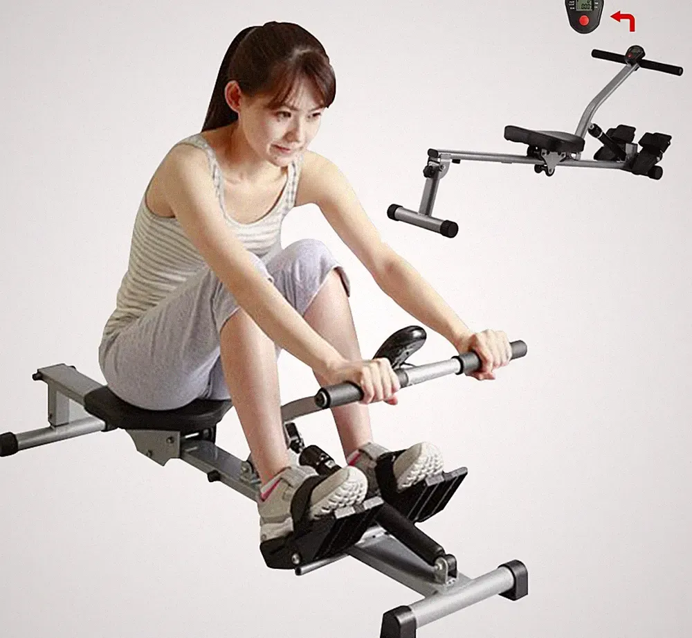Hydraulic Rower Rowing Machine w/ Adjustable Incline & 12 resistance Cylinder