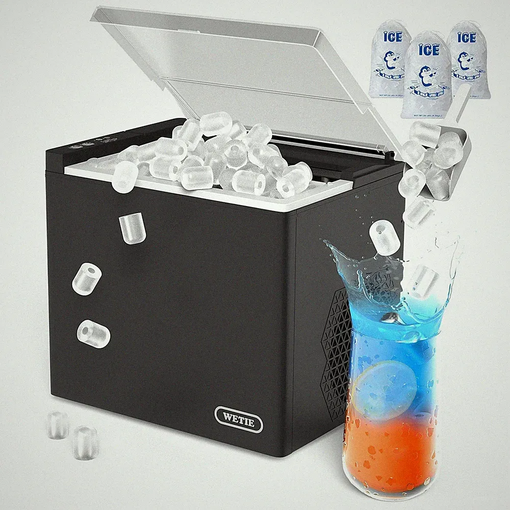 Ice Maker Countertop, 9 Bullet Ice Cubes in 6 Minutes, 26lbs/24Hrs with 2 Siz...