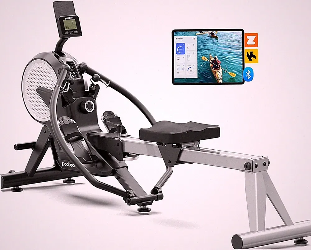 Indoor Home Magnetic Rowing Machine 16 Levels Quiet Resistance Dual Slide Rail