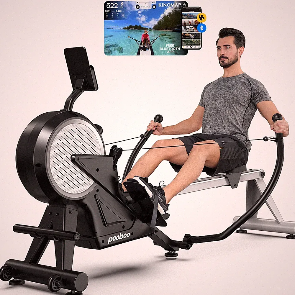 Indoor Magnetic Row Rowing Machine Rower 16 Levels Cardio Exercise Equipment