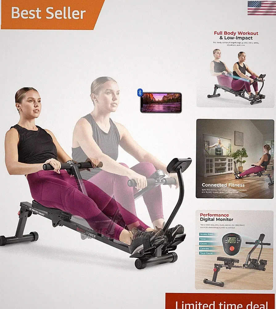 Lightweight Ergonomic Rowing Machine - 12-Level Resistance for Full Body Fitness