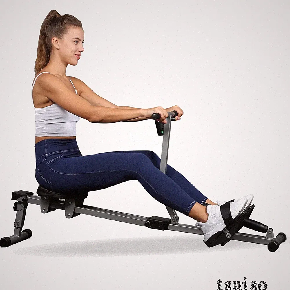 Luxury Rowing Machine with 12 Adjustable Resistance Levels & LCD Monitor - Black