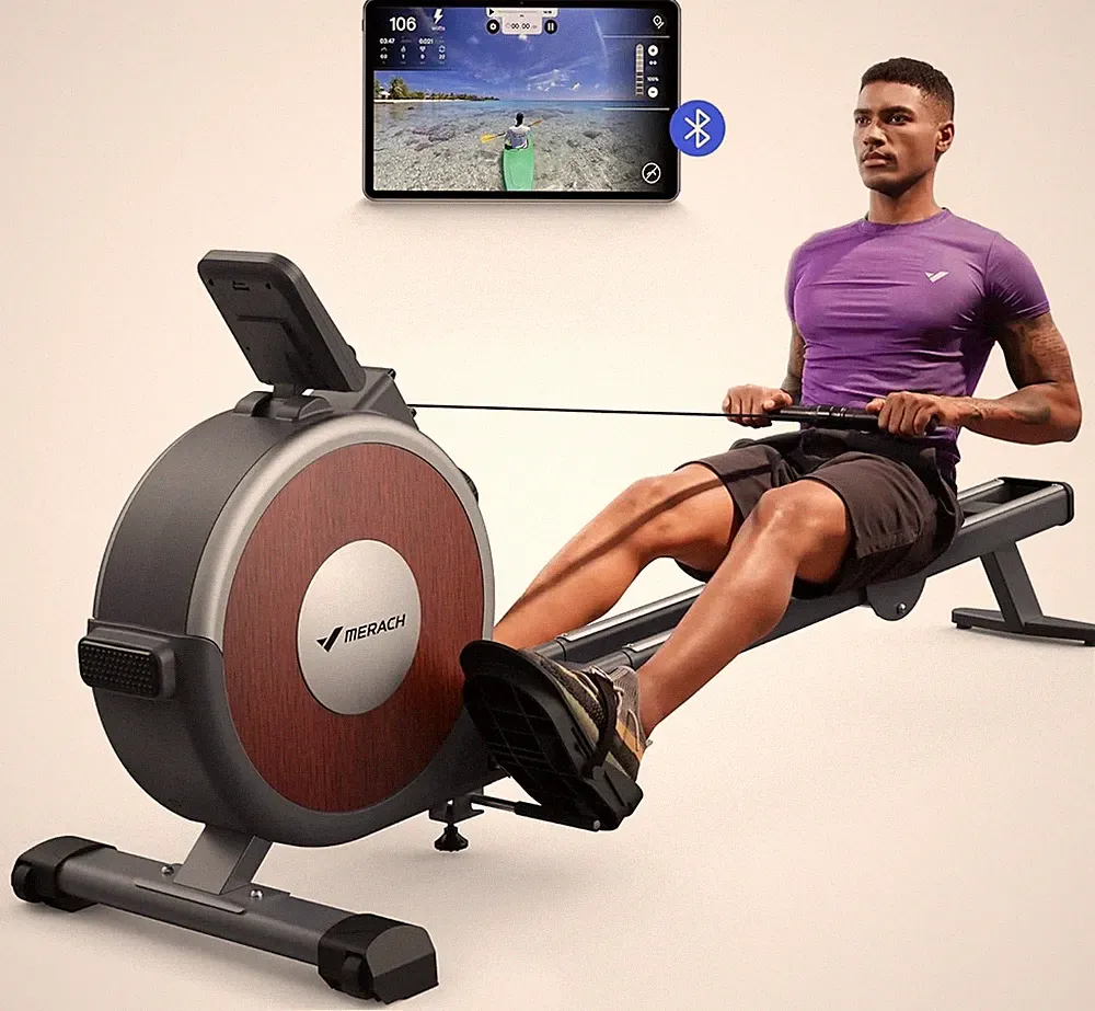 Magnetic Rowing Machine 350Lbs Weight Capacity, 16 Levels of Quiet Resistance, B