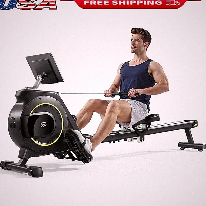 Magnetic Rowing Machine Compact Silent Resistance Full Body Workout LCD Monitor
