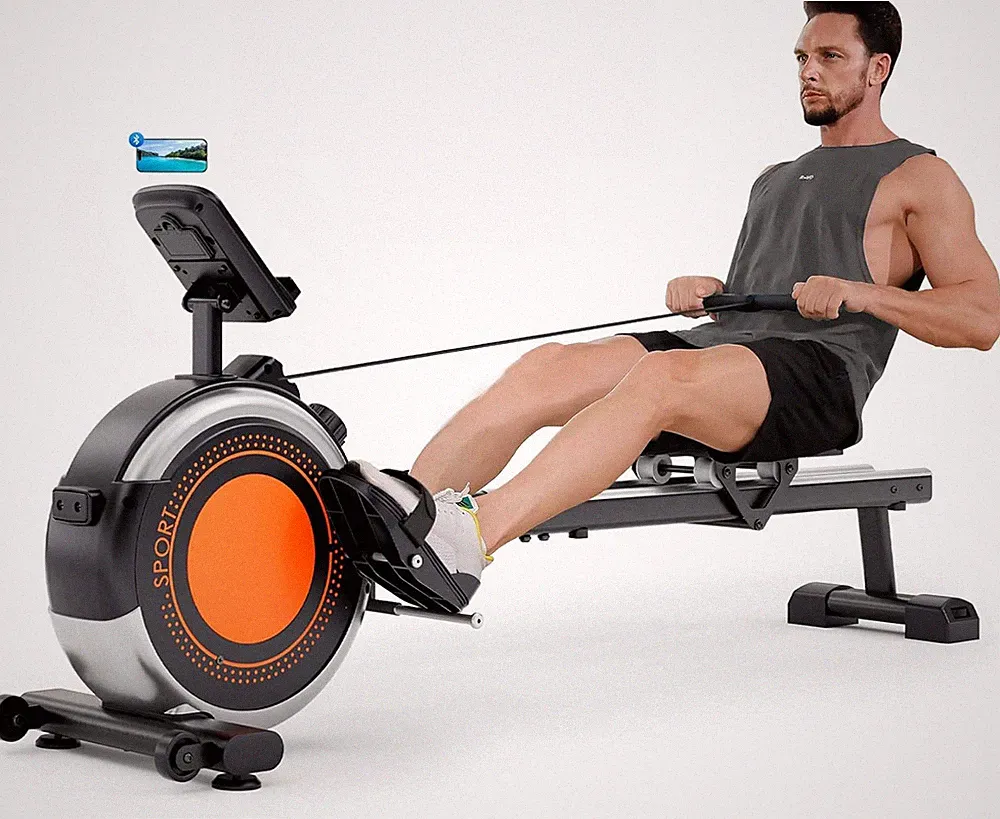 Magnetic Rowing Machine for Home & Gym, 16 Resistance Levels, Bluetooth Compatib