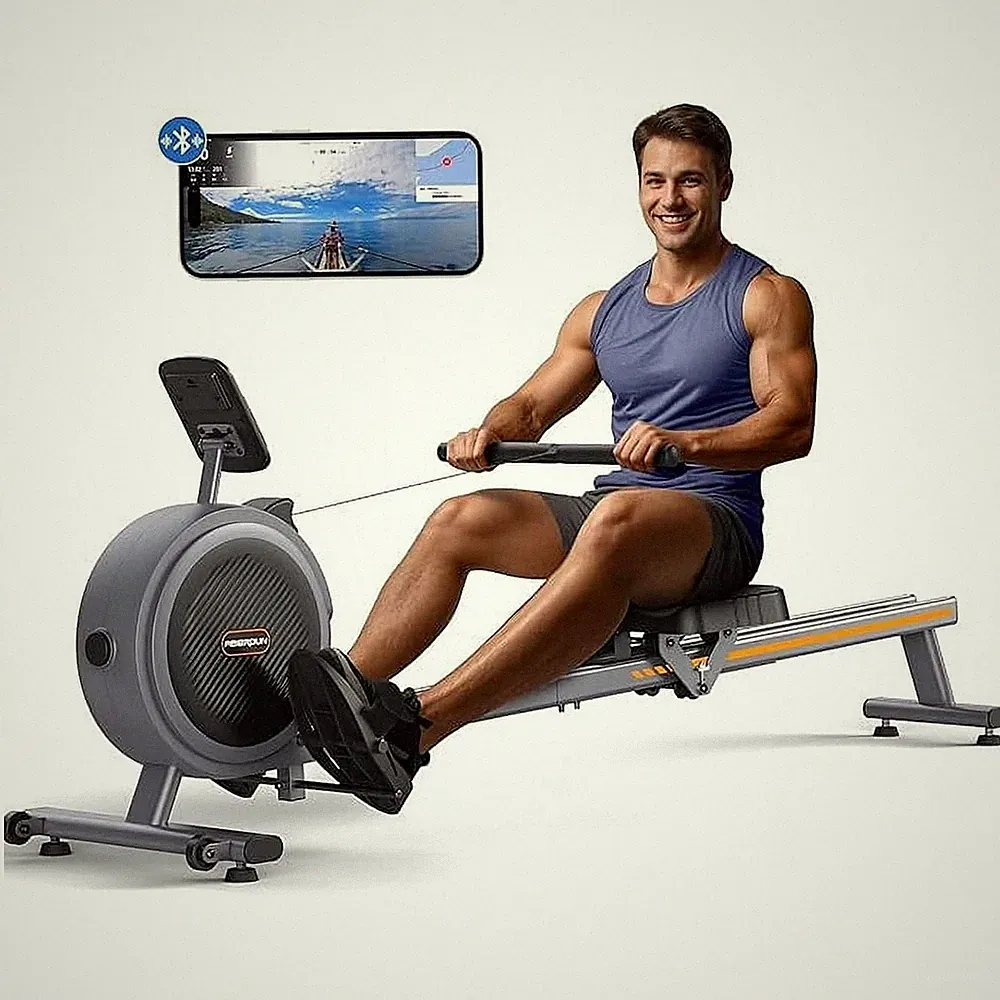 Magnetic Rowing Machine for Home, Rower with 350LBS Capacity, Dual Slide Rail
