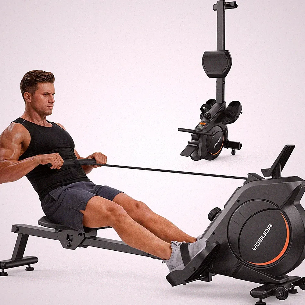 Magnetic Rowing Machine for Home, Upgraded Version with Magnetic-Pro, Black