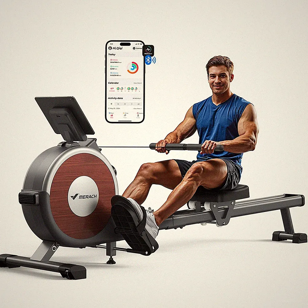 Magnetic Rowing Machine MERACH 16 Levels App Compatible 350LB