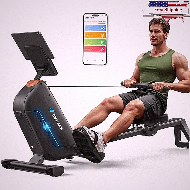 Magnetic Rowing Machine Silent Adjustable Resistance Indoor Fitness Workout New