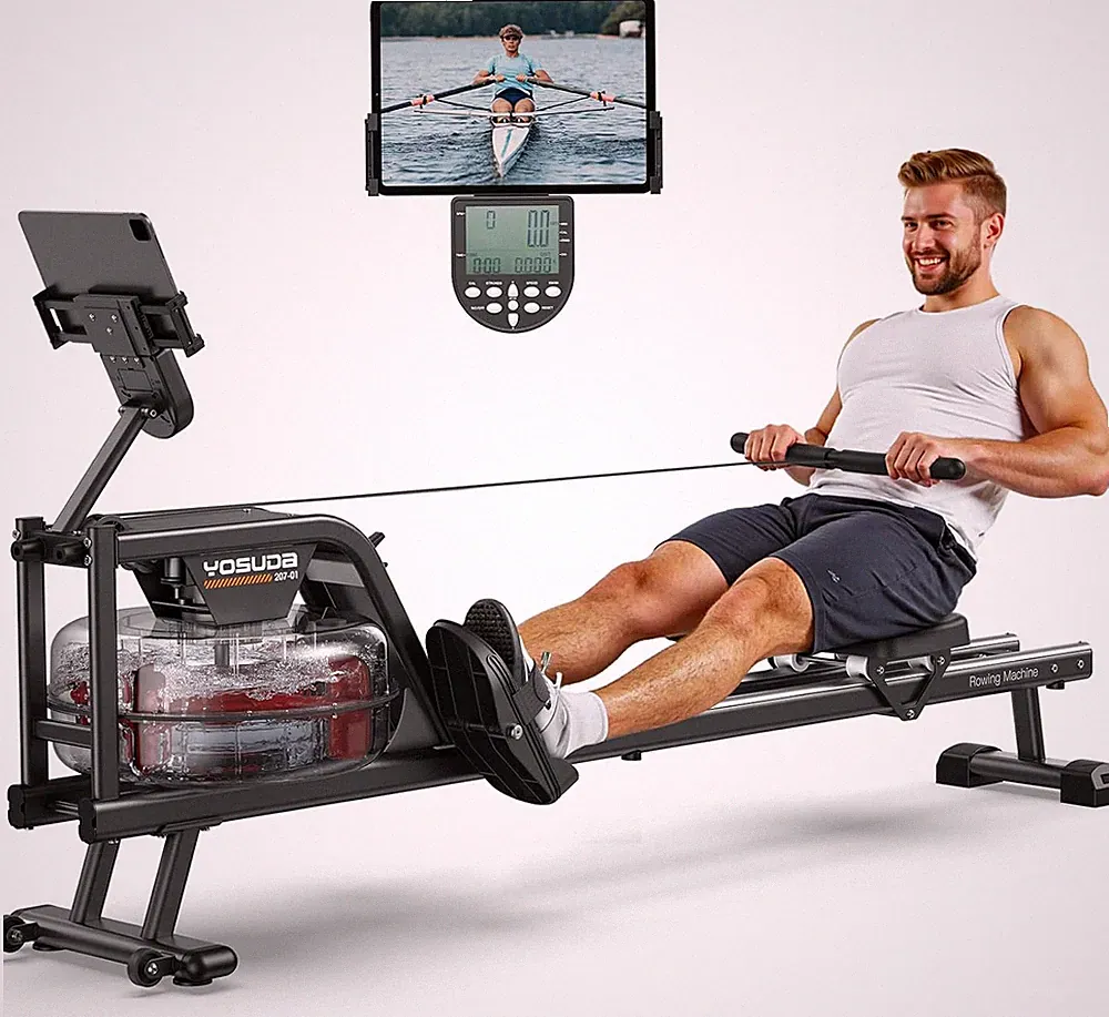 Magnetic Water Rowing Machine with Bluetooth App, Home Gym Water Rower