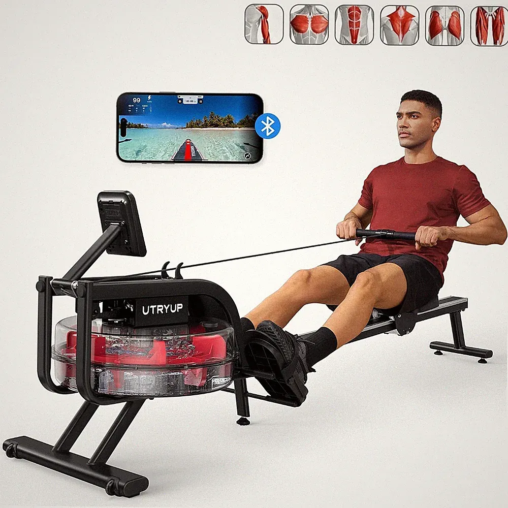 Magnetic Water Rowing Machines for Home 16 Levels of Quiet Resistance Foldable