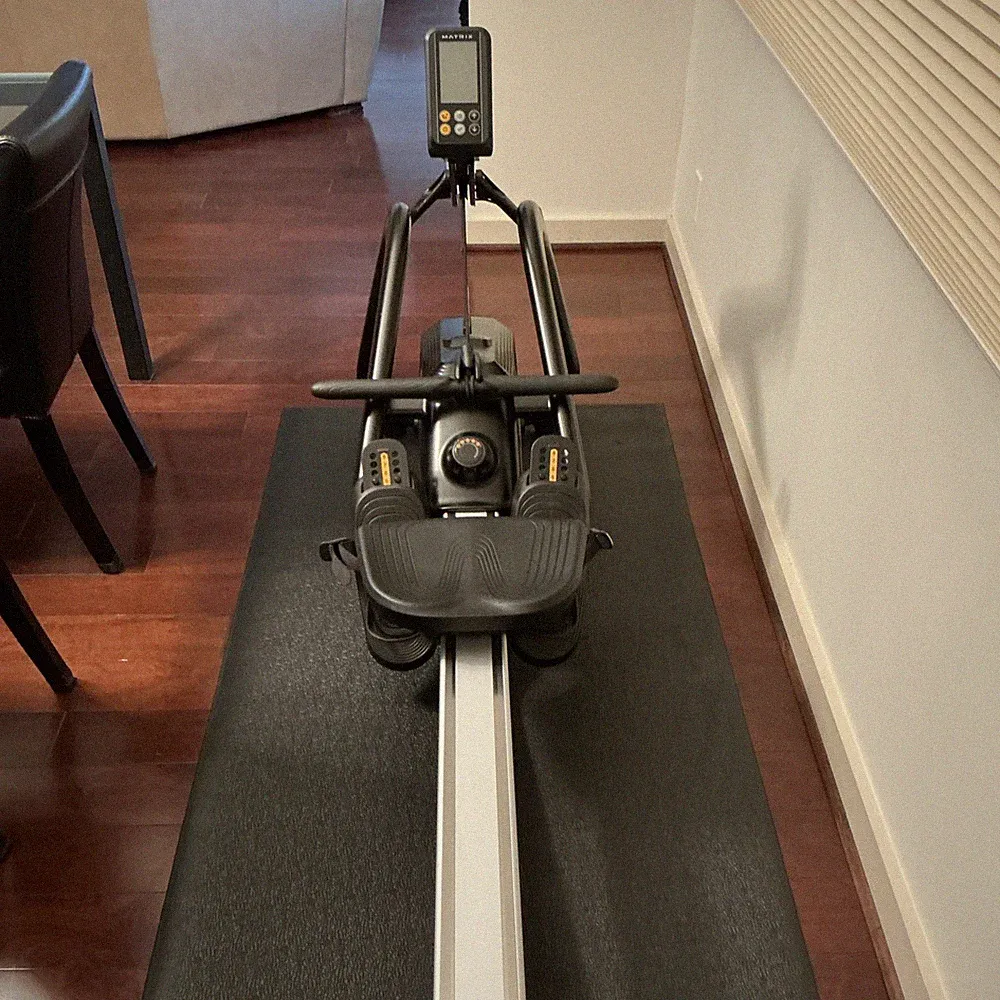 Matrix Rowing Machine Black Adjustable Seat Digital Display Home Gym