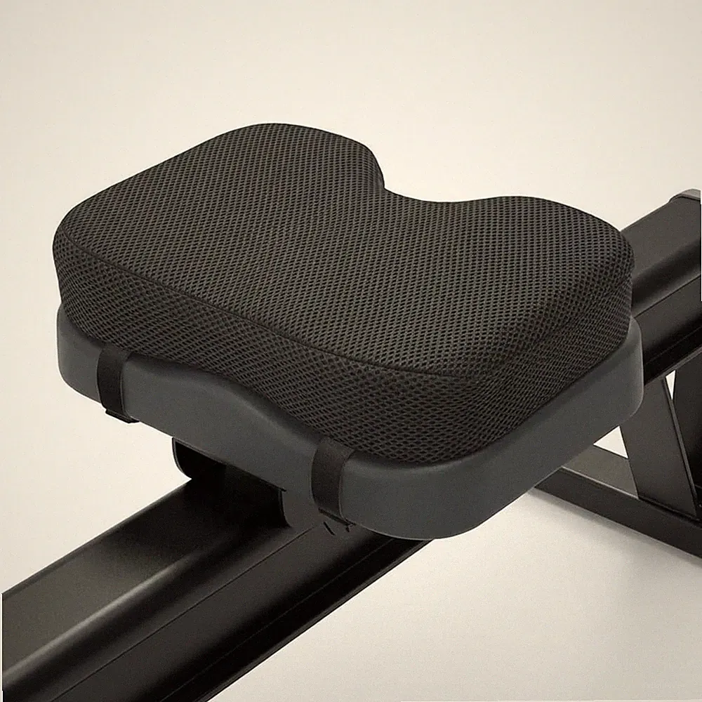 Memory Foam Rowing Machine Seat Cushion - Anti-Slip with Straps - black
