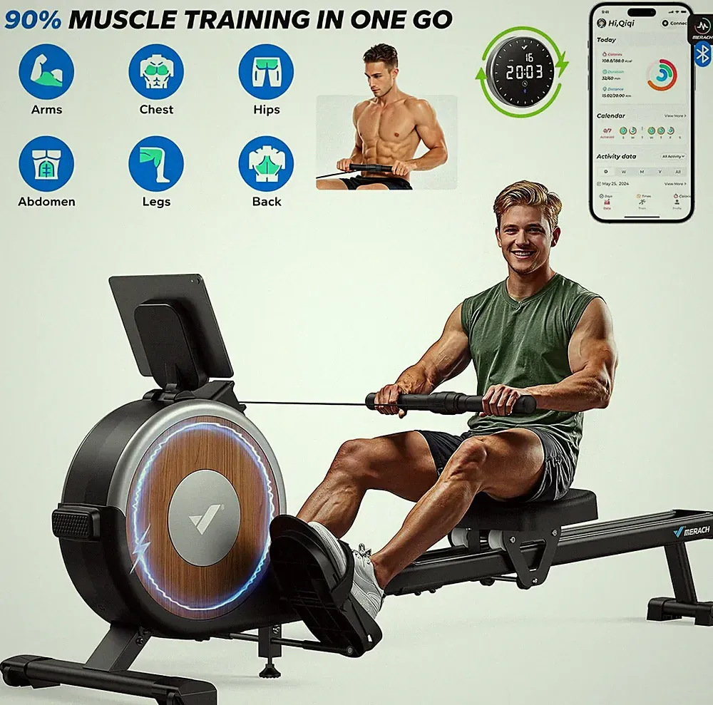 MERACH Electromagnetic Q1S Rowing Machine Quiet 16 Level Resistance for Home Gym