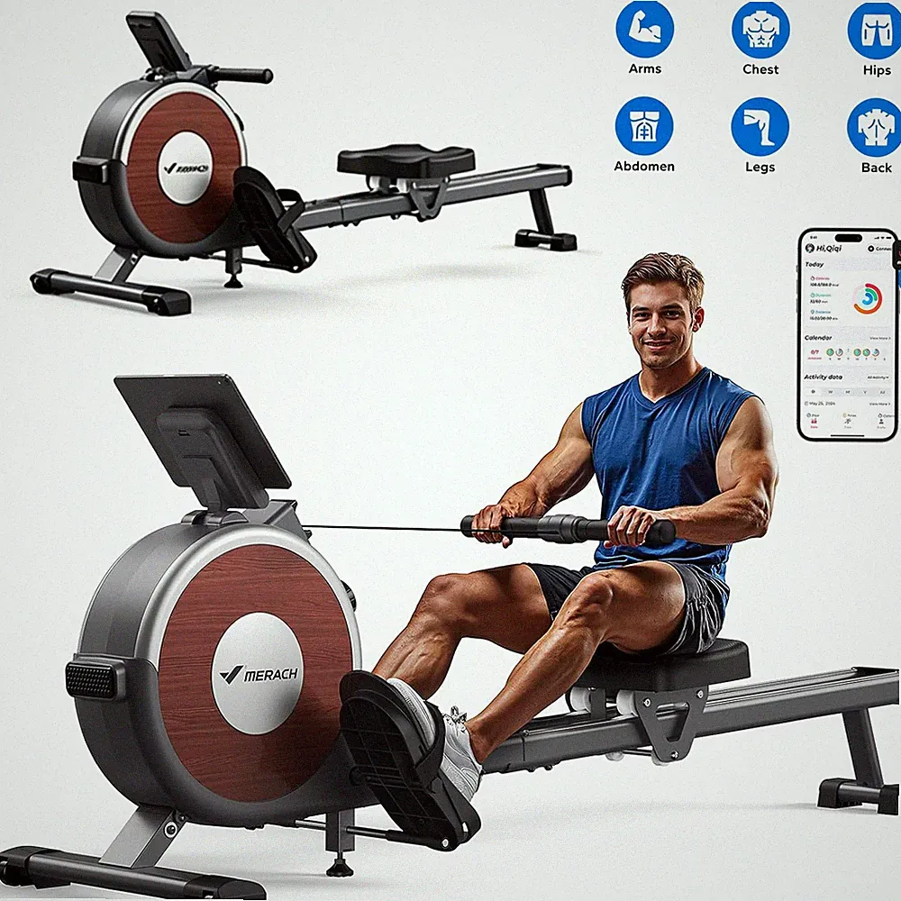 MERACH Magnetic Rowing Machine for Home with 16 Levels Quiet Resistance Max 350
