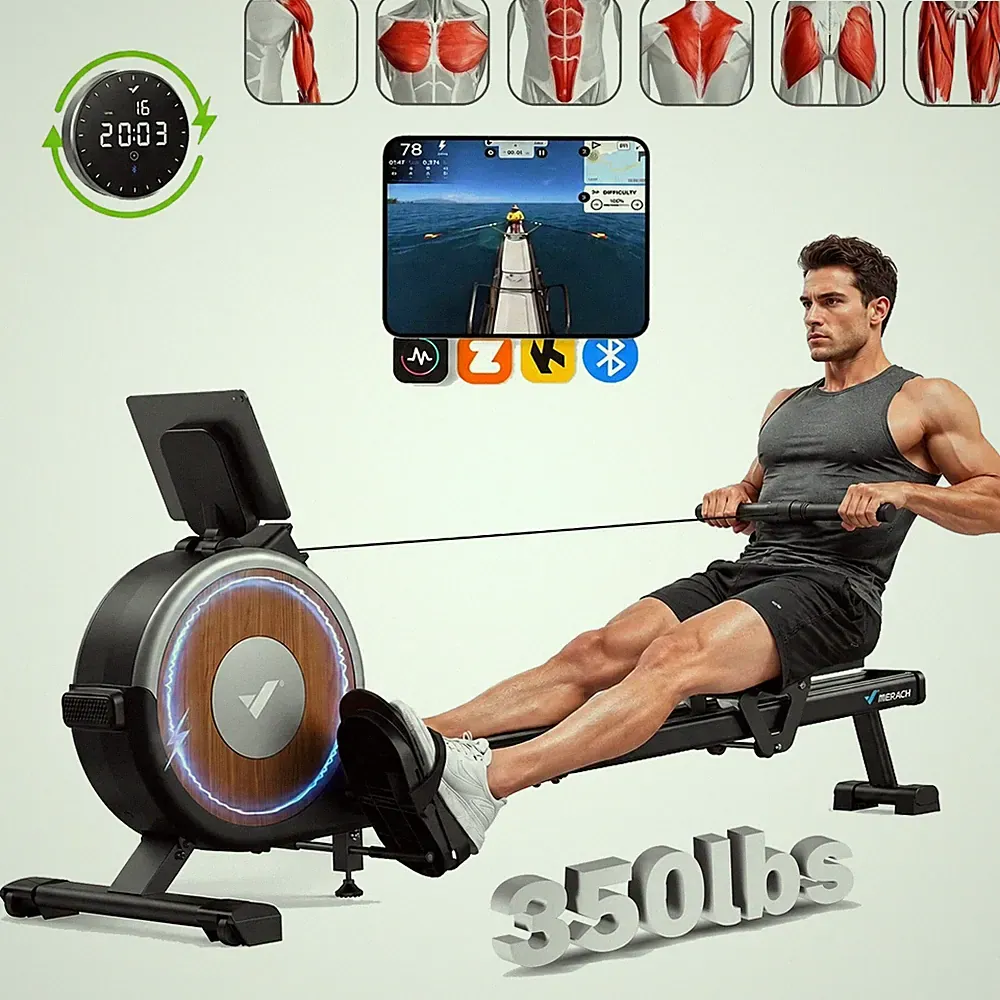 MERACH Magnetic Rowing Machines for Home w/ 16 Levels Max 350lbs Weight Capacity