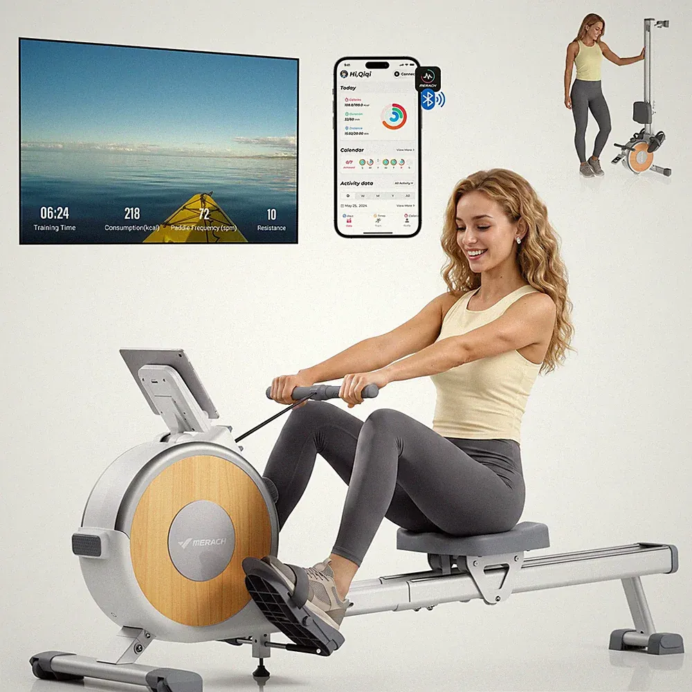 MERACH Q1S Magnetic Rowing Machine 16 Levels of Quiet Resistance Dual Slide Rail