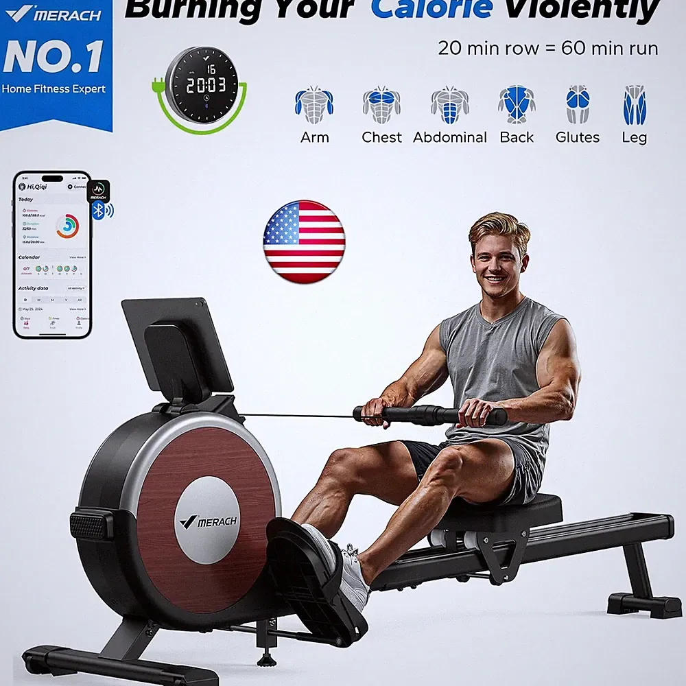 MERACH R02 Magnetic Rowing Machine 16 Levels Cardio Home Gym Exercise Equipment
