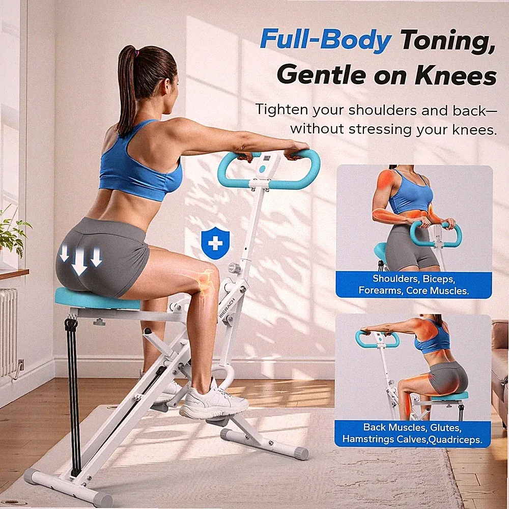 MERACH R07 2-in-1 Squat & Rowing Machine – Foldable Glute & Leg Trainer