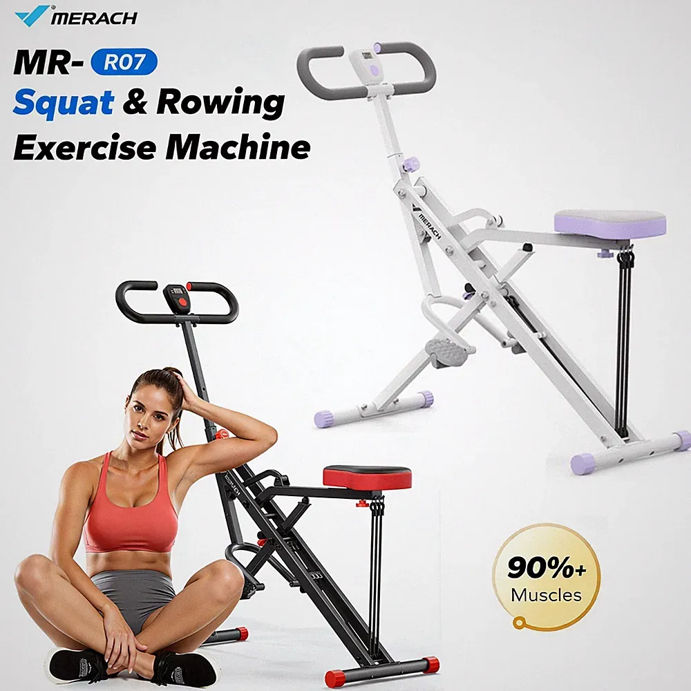 MERACH R07 2in1 Rowing Machine Squat Exercise Gym Equipment Abs Fitness Trainer