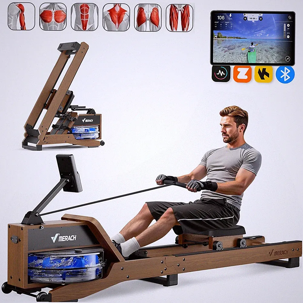 MERACH R23 Water Rowing Foldable Row Machine with 350LB Weight Capacity for Home