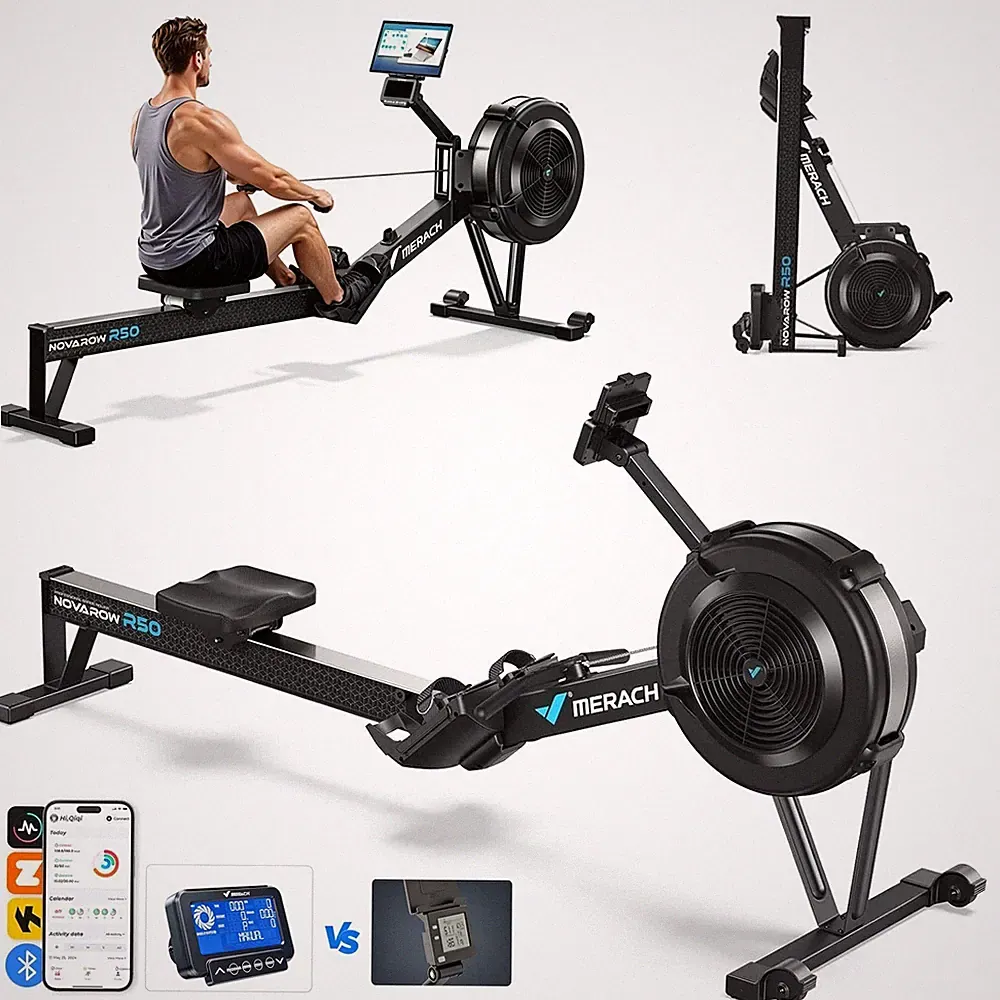 MERACH R50 Pro Air Resistance Rowing Machines for Home w/ Ergonomic Comfort Seat