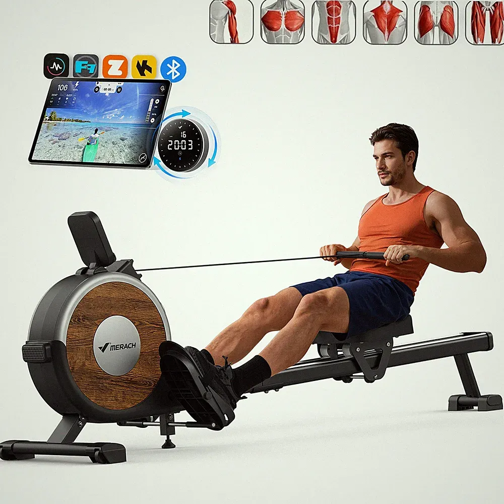 MERACH Rowing Machine 16 levels of Quiet Magnetic Smart Auto Resistance 350 lbs