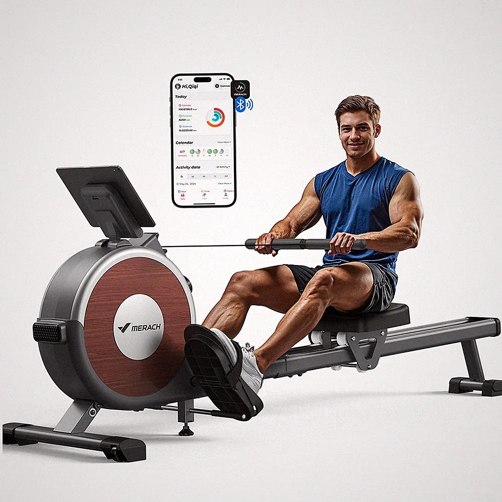 MERACH Rowing Machine Magnetic 16 Levels Quiet Dual Slide Rail