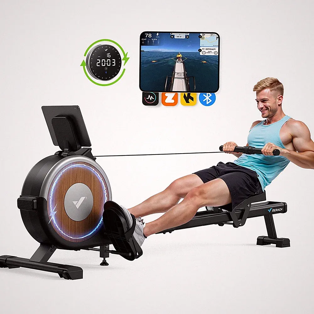 MERACH Self-Powered Rowing Machine, Magnetic Rower with 16 Levels Quiet