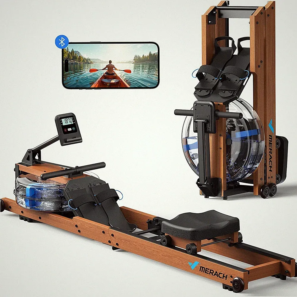 MERACH Water Rowing Machines for Home, Foldable Row Machine with 400LBS Weigh...