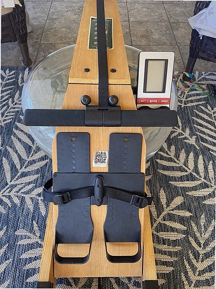 Mr. Rudolf Wooden Rowing Machine Water Resistance Adjustable Seat Monitor