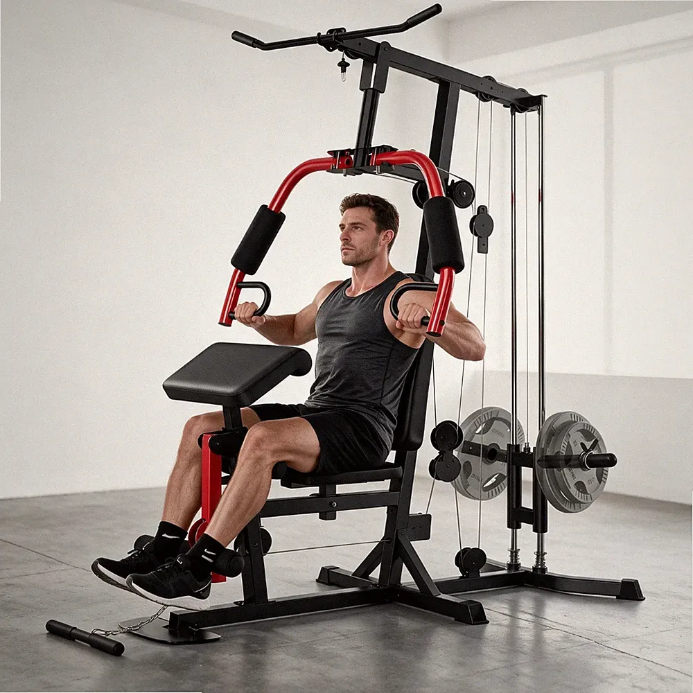 Multifunctional Home Gym Workout Station with Pulley System & Seated Rowing New