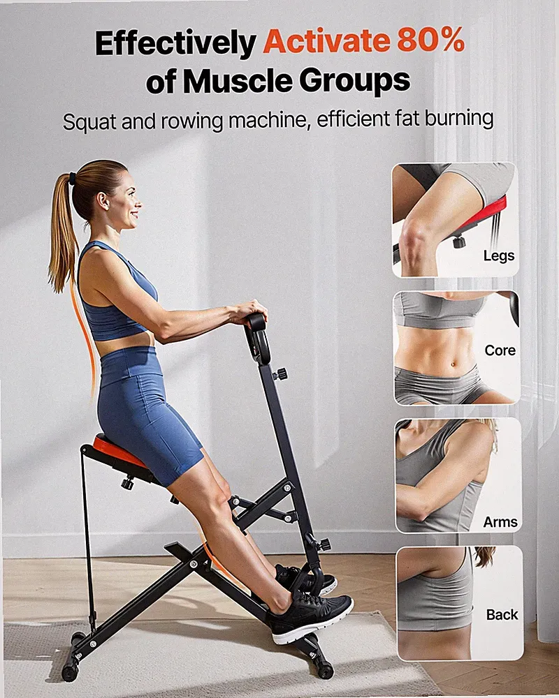 New Squat Machine, Deep Squat Rowing Machine New Home, Easy Setup & Foldable E