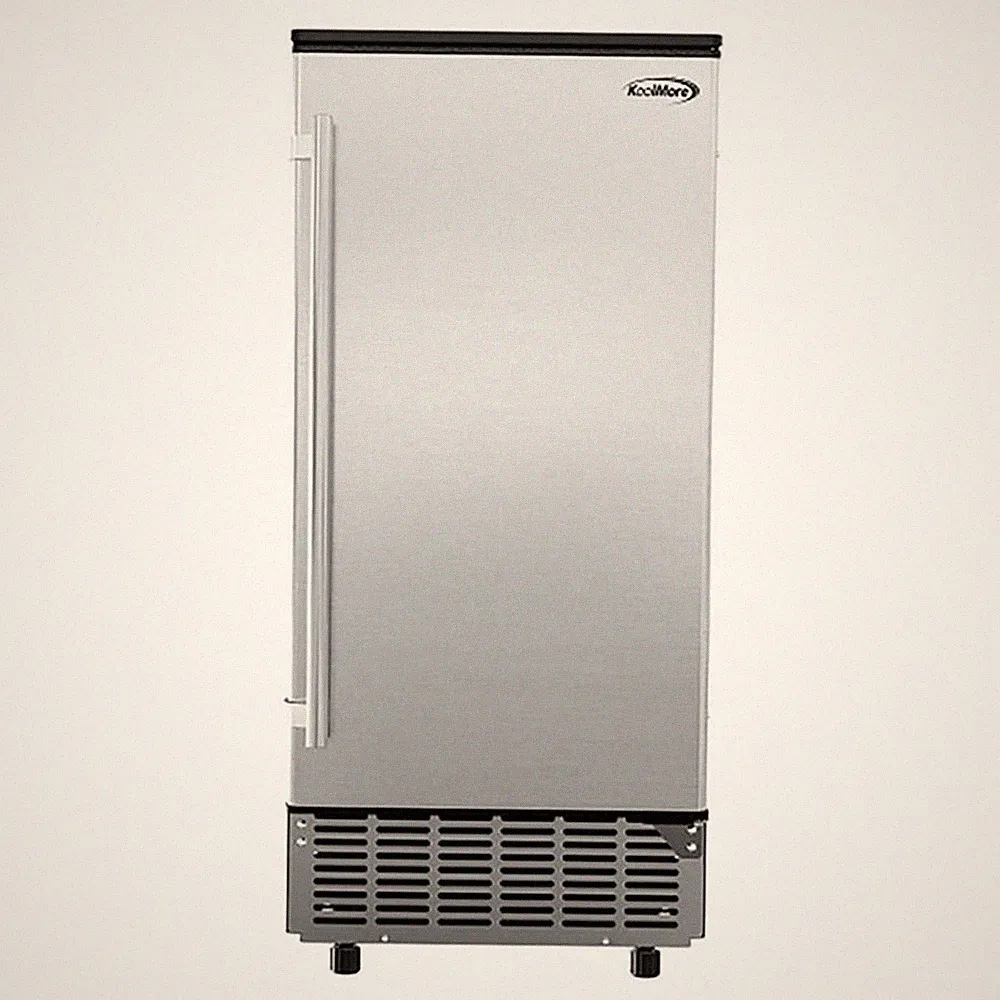 Pemberly Row Storage Basket Stainless Steel Built-In Ice Maker Machine in Silver