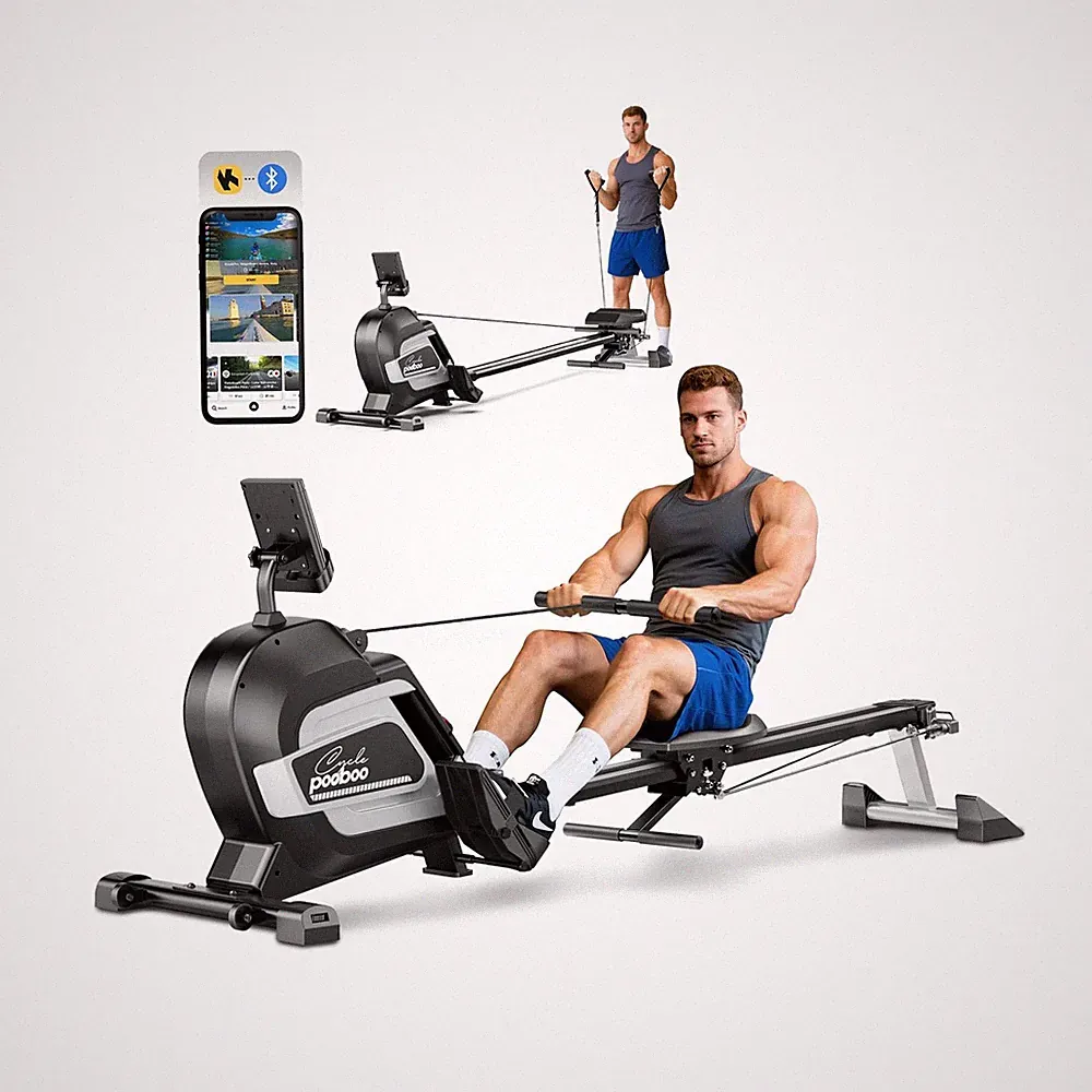 pooboo Rowing Machines for Home, Magnetic Rowing Machine with Adjustable Resi...