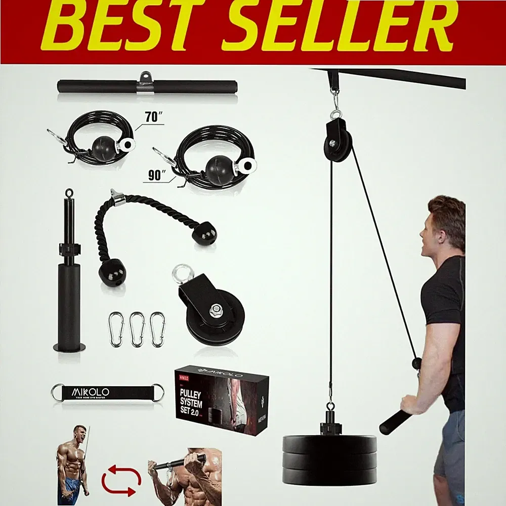 Portable Fitness Cable Machine with Detachable Handles//
