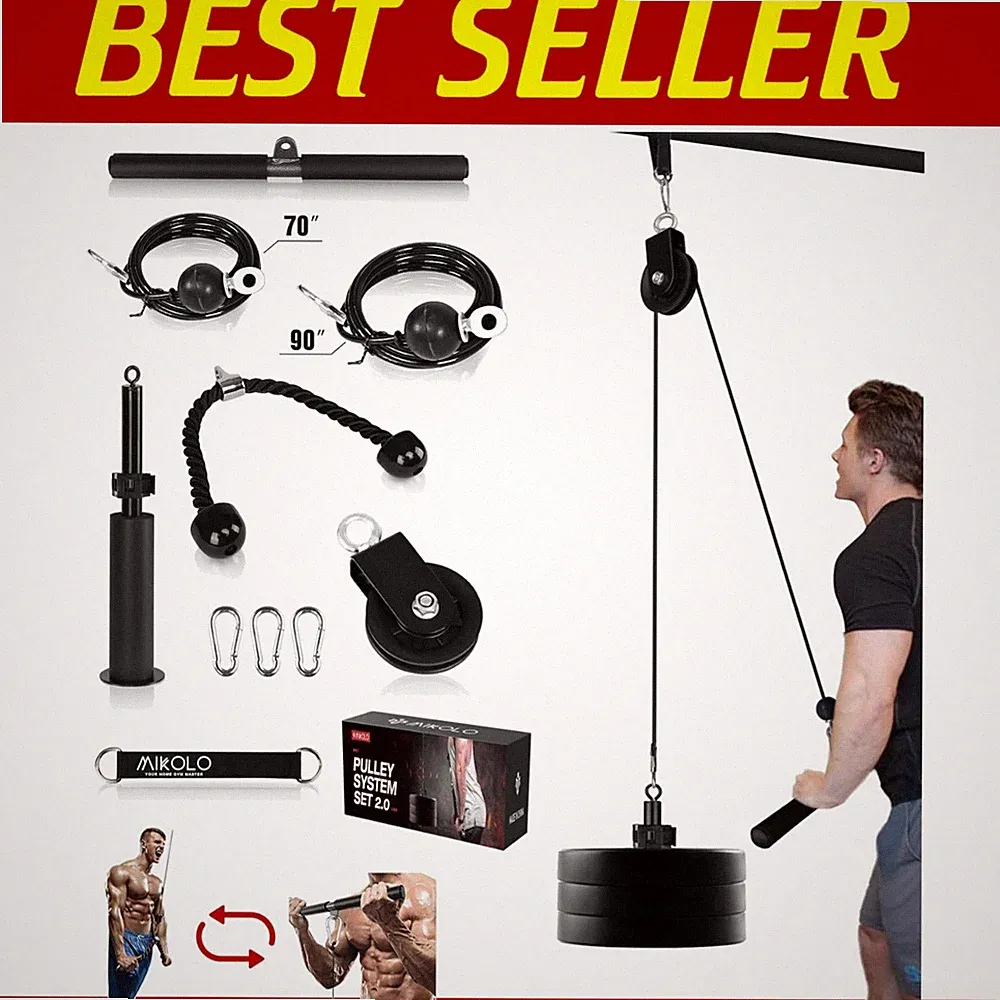 Portable Fitness Cable Machine with Detachable Handles