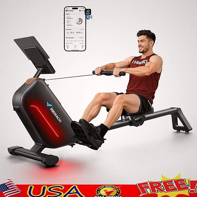 Powerful Magnetic Rowing Machine W/ Smart Resistance Control & LED Monitor New